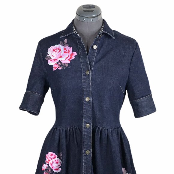 # Kate Spade - Broome Street Denim Rose Dress Sz 6 - Picture 7 of 14